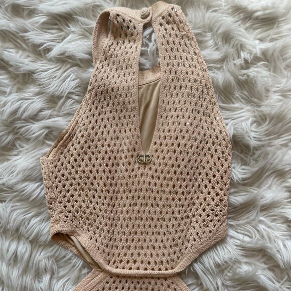 TWINSET Milano Long linen blend mesh dress - Picture 6 of 8